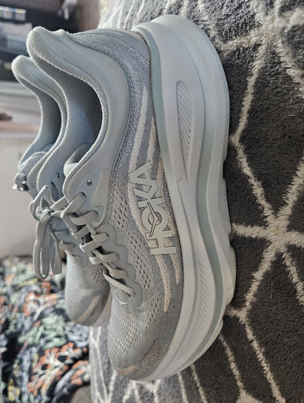 Hoka Bondi 9 Hoka One One Womens Pale Blue/Gray Running Sneakers Size 10B - Picture 9 of 10